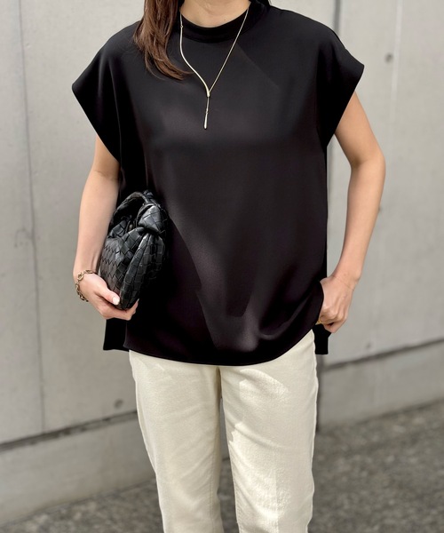 Emma Taylor（エマテイラー）の「ドライタッチモックネックブラウス（シャツ/ブラウス・レディース・チャコールグレー/ブラック/ベージュ・FREE）」の10枚目の写真