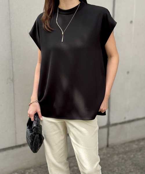 Emma Taylor（エマテイラー）の「ドライタッチモックネックブラウス（シャツ/ブラウス・レディース・チャコールグレー/ブラック/ベージュ・FREE）」の9枚目の写真