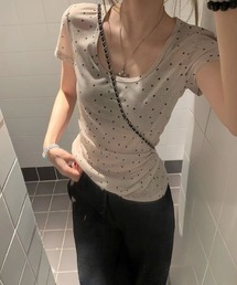 半袖 ドット柄 Tシャツ