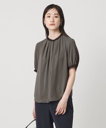 バイカラーパイピング ショートスリーブ ブラウス