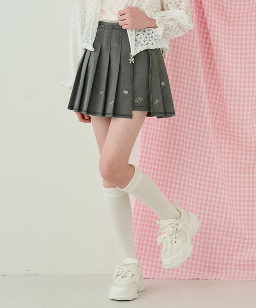 リボン刺しゅう入りラッププリーツショートパンツ（その他パンツ