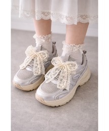 Bling Leads（ブリングリーズ）の「【Bls】【ZA】【Bling Leads】パール×レースリボン スニーカーアクセサリー（チャーム）」