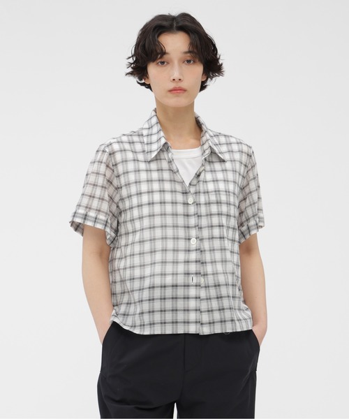 MARGARET HOWELL(マーガレットハウエル)の「SOFT COTTON CHECK(シャツ/ブラウス・レディース・ホワイト×ブラック/ブラック×ホワイト・2/1)」の2枚目の写真