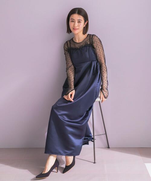 URBAN RESEARCH ROSSO WOMEN(アーバンリサーチ ロッソ)の「ANDRESD RIBBONS DRESS×SHEER TOPS(ドレス・レディース・ブラック/ネイビー・MEDIUM)」の7枚目の写真