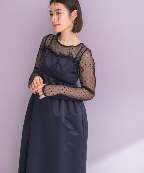 URBAN RESEARCH ROSSO WOMEN(アーバンリサーチ ロッソ)の「ANDRESD RIBBONS DRESS×SHEER TOPS(ドレス・レディース・ブラック/ネイビー・MEDIUM)」の8枚目の写真