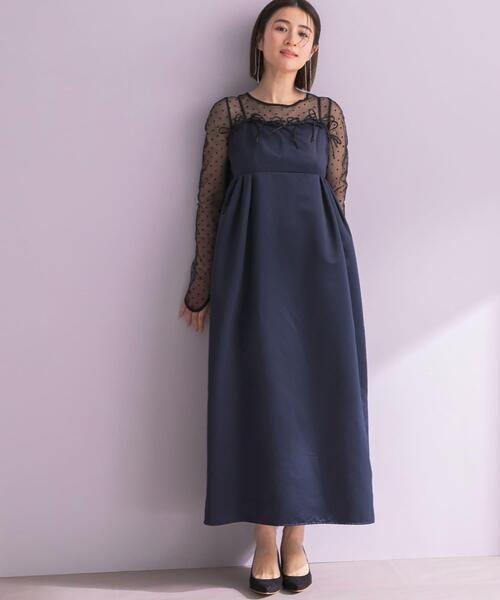 URBAN RESEARCH ROSSO WOMEN(アーバンリサーチ ロッソ)の「ANDRESD RIBBONS DRESS×SHEER TOPS(ドレス・レディース・ブラック/ネイビー・MEDIUM)」の9枚目の写真