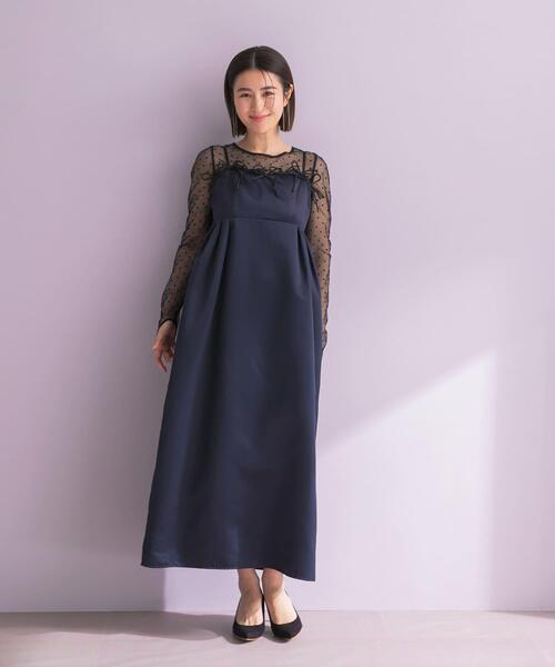 URBAN RESEARCH ROSSO WOMEN(アーバンリサーチ ロッソ)の「ANDRESD RIBBONS DRESS×SHEER TOPS(ドレス・レディース・ブラック/ネイビー・MEDIUM)」の10枚目の写真