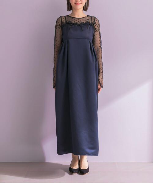 URBAN RESEARCH ROSSO WOMEN(アーバンリサーチ ロッソ)の「ANDRESD RIBBONS DRESS×SHEER TOPS(ドレス・レディース・ブラック/ネイビー・MEDIUM)」の13枚目の写真