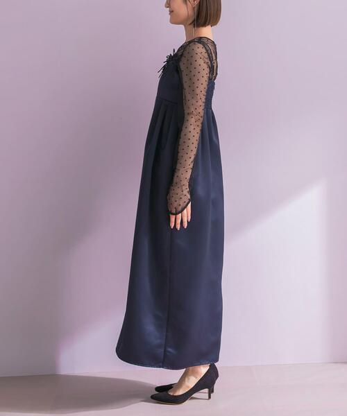 URBAN RESEARCH ROSSO WOMEN(アーバンリサーチ ロッソ)の「ANDRESD RIBBONS DRESS×SHEER TOPS(ドレス・レディース・ブラック/ネイビー・MEDIUM)」の14枚目の写真