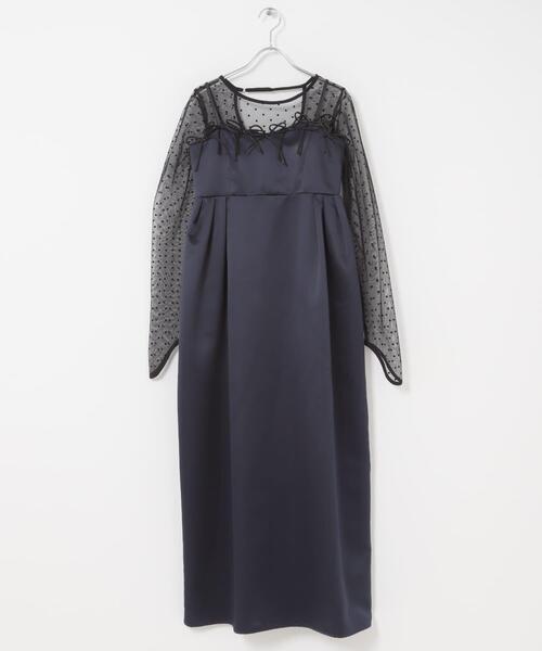 URBAN RESEARCH ROSSO WOMEN(アーバンリサーチ ロッソ)の「ANDRESD RIBBONS DRESS×SHEER TOPS(ドレス・レディース・ブラック/ネイビー・MEDIUM)」の16枚目の写真