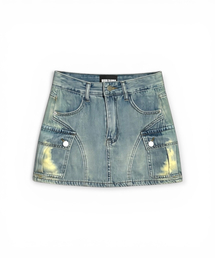 Addicted Side Pocket Mini Skirt (Blue)