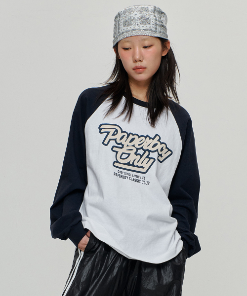 PAPERBOY(ペーパーボーイ)の「オンリー レグラン オーバーサイズ ロングスリーブ - ホワイトメランジ&チャコール(Tシャツ/カットソー・レディース・その他・MEDIUM/LARGE)」の2枚目の写真