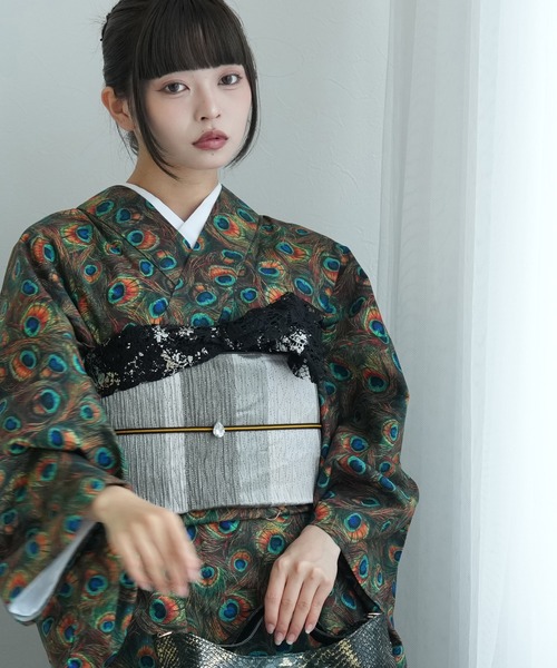 着物 単衣 ニコアンティーク 羽衣孔雀（着物）｜utatane（ウタタネ）の