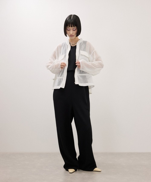 ADAM ET ROPE'(アダムエロペ)の「ドロストメッシュシャツ(シャツ/ブラウス・レディース・ホワイト/ブラック/ダークブラウン・FREE)」の21枚目の写真