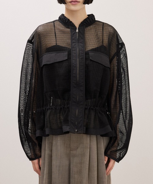 ADAM ET ROPE'(アダムエロペ)の「ドロストメッシュシャツ(シャツ/ブラウス・レディース・ホワイト/ブラック/ダークブラウン・FREE)」の9枚目の写真