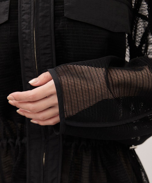 ADAM ET ROPE'(アダムエロペ)の「ドロストメッシュシャツ(シャツ/ブラウス・レディース・ホワイト/ブラック/ダークブラウン・FREE)」の14枚目の写真