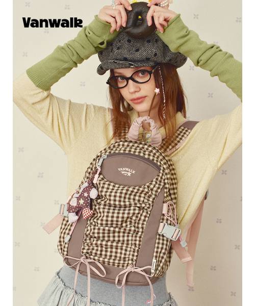 VANWALK（バンウォーク）の「April Backpack [Check Brown]（バックパック/リュック・レディース・ライトブラウン・FREE）」の2枚目の写真