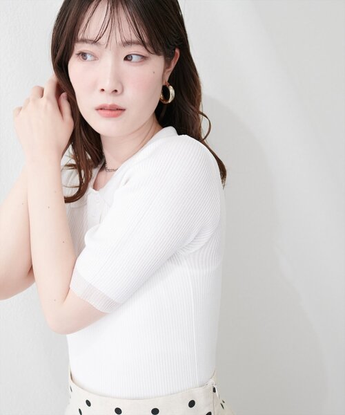 natural couture(ナチュラルクチュール)の「ラメシアーポロニット(ニット/セーター・レディース・ミント/ラベンダー/グレー/オフホワイト/ブラック/グレイッシュベージュ・FREE)」の8枚目の写真