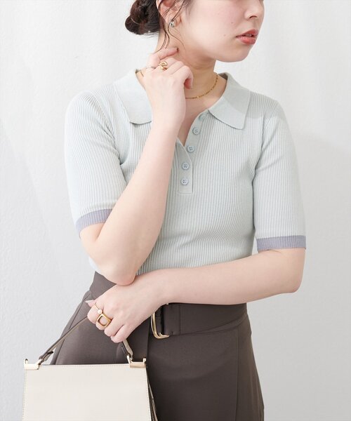 natural couture(ナチュラルクチュール)の「ラメシアーポロニット(ニット/セーター・レディース・ミント/ラベンダー/グレー/オフホワイト/ブラック/グレイッシュベージュ・FREE)」の13枚目の写真
