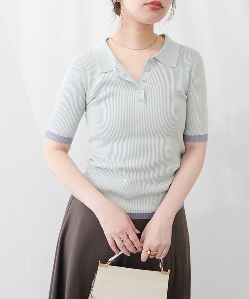 natural couture(ナチュラルクチュール)の「ラメシアーポロニット(ニット/セーター・レディース・ミント/ラベンダー/グレー/オフホワイト/ブラック/グレイッシュベージュ・FREE)」の14枚目の写真