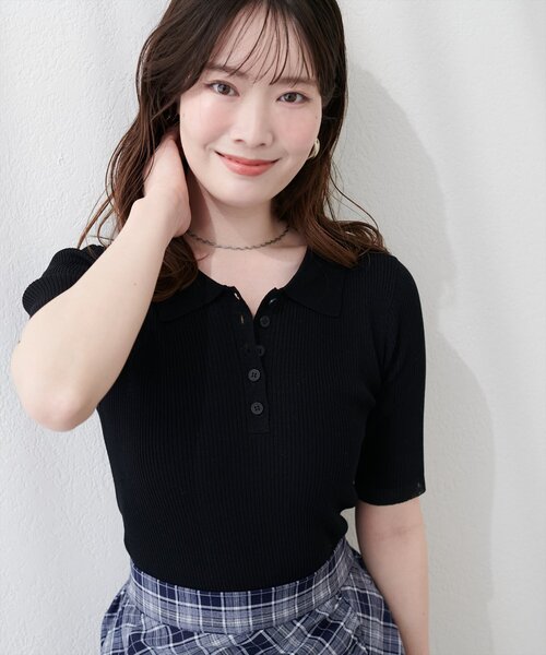 natural couture(ナチュラルクチュール)の「ラメシアーポロニット(ニット/セーター・レディース・ミント/ラベンダー/グレー/オフホワイト/ブラック/グレイッシュベージュ・FREE)」の19枚目の写真