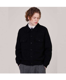 CUSTOMUS（カスタムアース）の「メンズ セミオーバーフィット トラッカーニットカーディガン CXS25WSCDC24 BLA（ニット/セーター）」