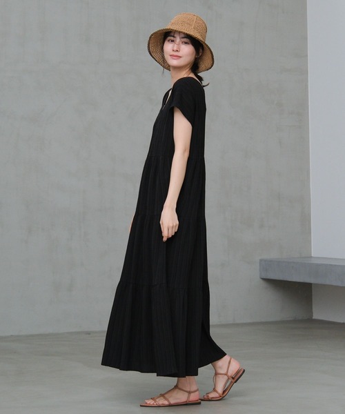 LAKOLE(ラコレ)の「楊柳ティアードフレンチスリーブワンピース / 658401(ワンピース・レディース・オレンジ/その他1/ライトベージュ/ブラック・FREE)」の8枚目の写真