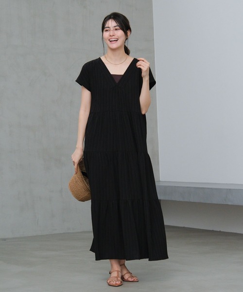 LAKOLE(ラコレ)の「楊柳ティアードフレンチスリーブワンピース / 658401(ワンピース・レディース・オレンジ/その他1/ライトベージュ/ブラック・FREE)」の12枚目の写真