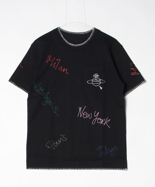 Vivienne Westwood MAN(ヴィヴィアンウエストウッドマン)の「Little Cities Star Embroideres RELAX T-SHIRT(Tシャツ/カットソー・メンズ・ブラック/ホワイト・36/38/40/M/L)」の1枚目の写真