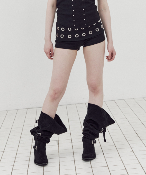SETUP-EXE(セットアップイーエックスイー)の「EYELET WAIST SHORT PANTS / BLACK(その他パンツ・レディース・その他・S size/M size)」の1枚目の写真
