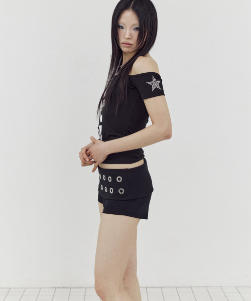 SETUP-EXE(セットアップイーエックスイー)の「EYELET WAIST SHORT PANTS / BLACK(その他パンツ・レディース・その他・S size/M size)」の4枚目の写真