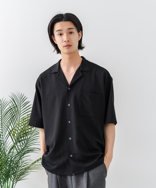 Blue Standard (ブルースタンダード)の「【BLUE STANDARD/ブルースタンダード】【吸水速乾・ストレッチ性に優れた快適シャツ】ドライリップル オープンカラーシャツ イージーケア さらさら快適 ユニセックス(シャツ/ブラウス・メンズ・スミクロ/ブラック/ネイビー/グレー・X-LARGE/MEDIUM/LARGE)」の10枚目の写真