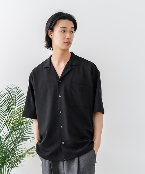 Blue Standard (ブルースタンダード)の「【BLUE STANDARD/ブルースタンダード】【吸水速乾・ストレッチ性に優れた快適シャツ】ドライリップル オープンカラーシャツ イージーケア さらさら快適 ユニセックス(シャツ/ブラウス・メンズ・スミクロ/ブラック/ネイビー/グレー・X-LARGE/MEDIUM/LARGE)」の11枚目の写真