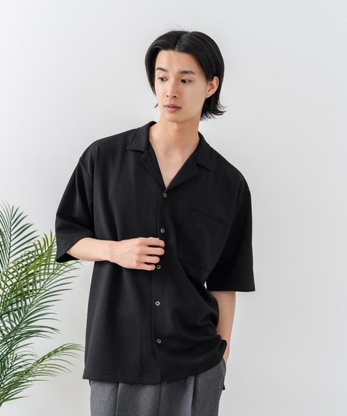 Blue Standard (ブルースタンダード)の「【BLUE STANDARD/ブルースタンダード】【吸水速乾・ストレッチ性に優れた快適シャツ】ドライリップル オープンカラーシャツ イージーケア さらさら快適 ユニセックス(シャツ/ブラウス・メンズ・スミクロ/ブラック/ネイビー/グレー・X-LARGE/MEDIUM/LARGE)」の12枚目の写真