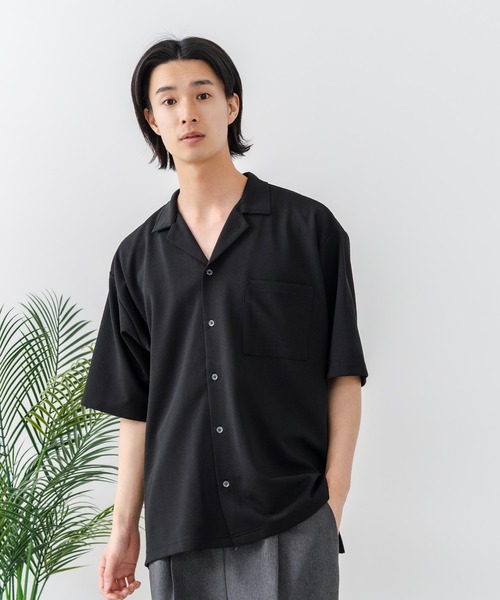 Blue Standard (ブルースタンダード)の「【BLUE STANDARD/ブルースタンダード】【吸水速乾・ストレッチ性に優れた快適シャツ】ドライリップル オープンカラーシャツ イージーケア さらさら快適 ユニセックス(シャツ/ブラウス・メンズ・スミクロ/ブラック/ネイビー/グレー・X-LARGE/MEDIUM/LARGE)」の14枚目の写真