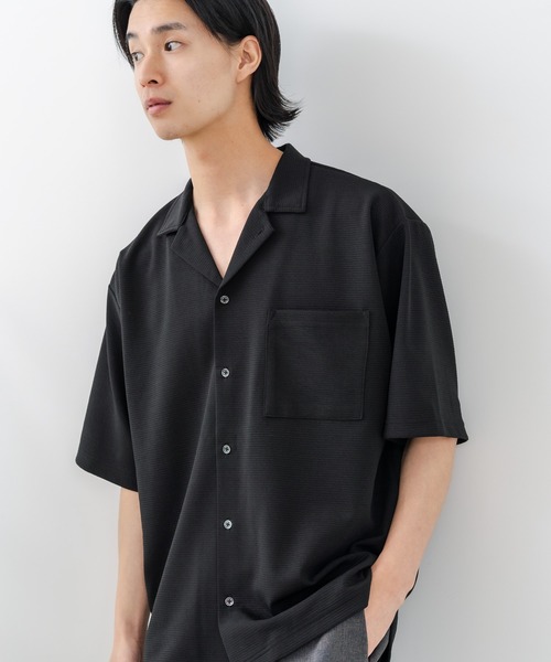 Blue Standard (ブルースタンダード)の「【BLUE STANDARD/ブルースタンダード】【吸水速乾・ストレッチ性に優れた快適シャツ】ドライリップル オープンカラーシャツ イージーケア さらさら快適 ユニセックス(シャツ/ブラウス・メンズ・スミクロ/ブラック/ネイビー/グレー・X-LARGE/MEDIUM/LARGE)」の16枚目の写真