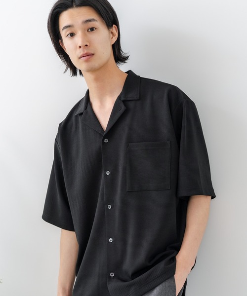 Blue Standard (ブルースタンダード)の「【BLUE STANDARD/ブルースタンダード】【吸水速乾・ストレッチ性に優れた快適シャツ】ドライリップル オープンカラーシャツ イージーケア さらさら快適 ユニセックス(シャツ/ブラウス・メンズ・スミクロ/ブラック/ネイビー/グレー・X-LARGE/MEDIUM/LARGE)」の17枚目の写真