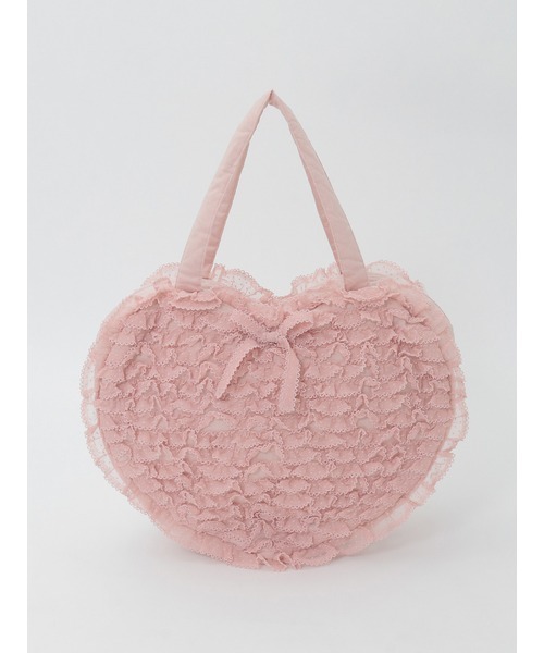 PINK HOUSE(ピンクハウス)の「ドットチュールフリル使いハートバッグ(トートバッグ・レディース・キナリ/ピンク/ブラック/ライトブルー/ホワイト・フリー)」の5枚目の写真