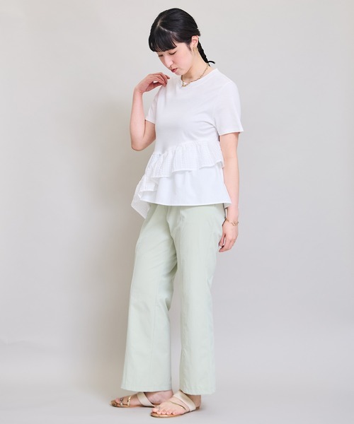 LHELBIE（レルビエ）の「アシメヘムペプラムトップス（Tシャツ/カットソー・レディース・ブラック/オフホワイト・M）」の14枚目の写真