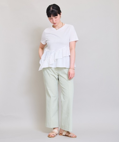 LHELBIE（レルビエ）の「アシメヘムペプラムトップス（Tシャツ/カットソー・レディース・ブラック/オフホワイト・M）」の16枚目の写真