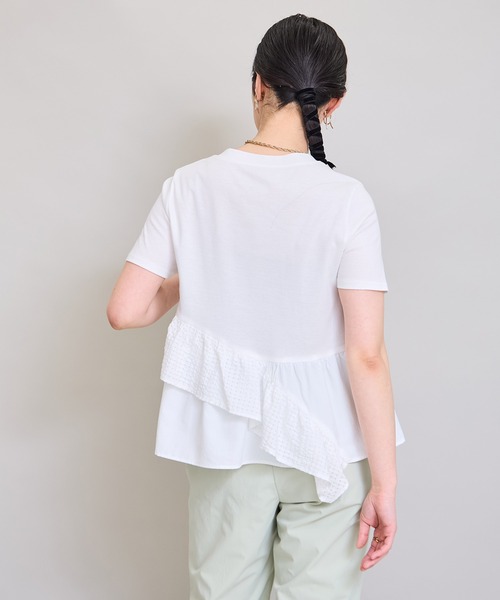 LHELBIE（レルビエ）の「アシメヘムペプラムトップス（Tシャツ/カットソー・レディース・ブラック/オフホワイト・M）」の9枚目の写真