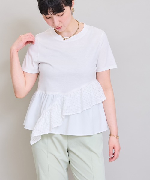 LHELBIE（レルビエ）の「アシメヘムペプラムトップス（Tシャツ/カットソー・レディース・ブラック/オフホワイト・M）」の18枚目の写真