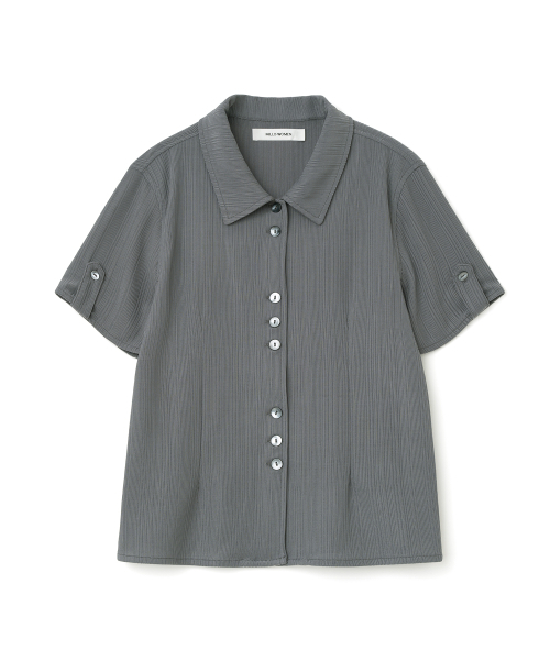 MILLO WOMEN（ミロウーマン）の「プリーツショートスリーブシャツ[チャコールグレー]（シャツ/ブラウス・レディース・その他・ONE SIZE）」の2枚目の写真