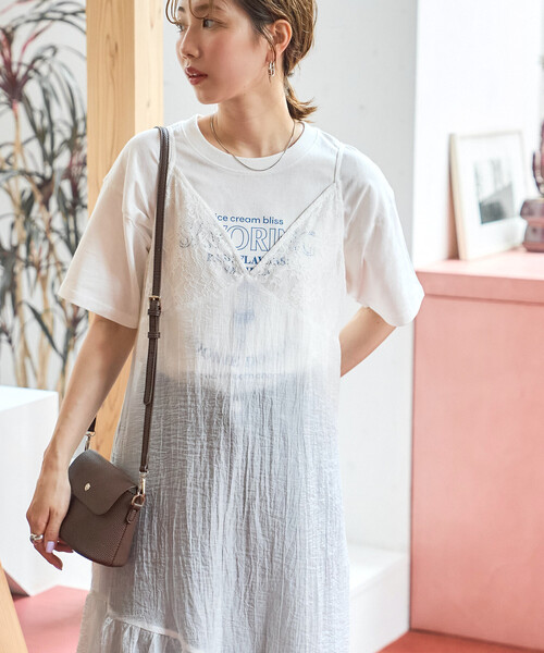 FREAK'S STORE(フリークスストア)の「限定展開 シアー レース 切替 キャミ ワンピース(ワンピース・レディース・ブラック/オフホワイト・フリ-)」の2枚目の写真
