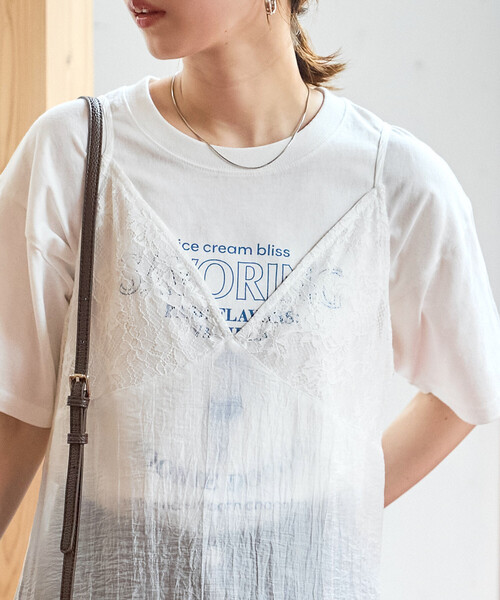FREAK'S STORE(フリークスストア)の「限定展開 シアー レース 切替 キャミ ワンピース(ワンピース・レディース・ブラック/オフホワイト・フリ-)」の5枚目の写真