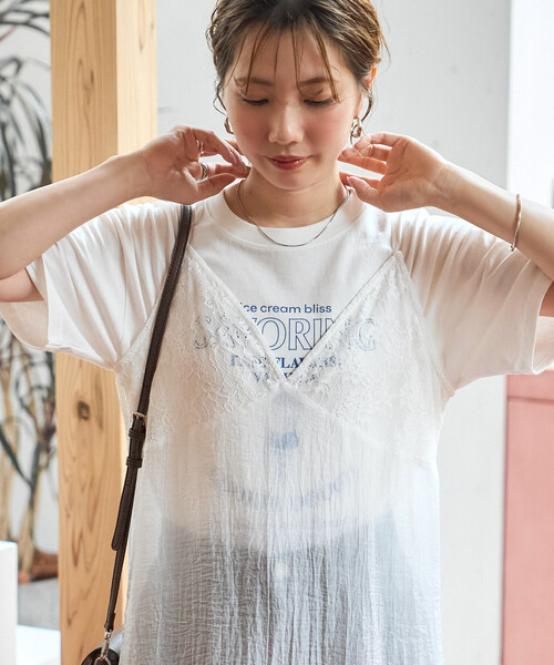 FREAK'S STORE(フリークスストア)の「限定展開 シアー レース 切替 キャミ ワンピース(ワンピース・レディース・ブラック/オフホワイト・フリ-)」の8枚目の写真