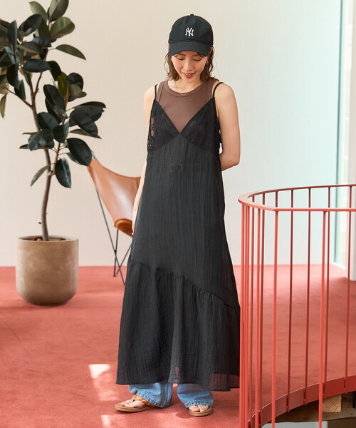 FREAK'S STORE(フリークスストア)の「限定展開 シアー レース 切替 キャミ ワンピース(ワンピース・レディース・ブラック/オフホワイト・フリ-)」の12枚目の写真