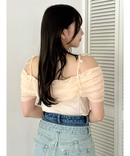 dazzlin（ダズリン）の「シアーツイストギャザートップス（Tシャツ/カットソー・レディース・ブルー/オフホワイト/オレンジ/チャコールグレー・FREE）」の15枚目の写真