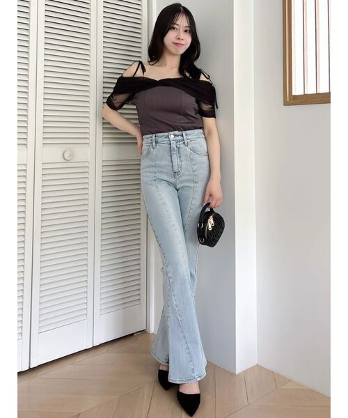 dazzlin（ダズリン）の「シアーツイストギャザートップス（Tシャツ/カットソー・レディース・ブルー/オフホワイト/オレンジ/チャコールグレー・FREE）」の19枚目の写真