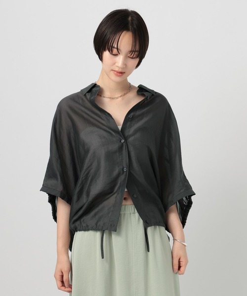BAYFLOW(ベイフロー)の「マルチファンクション半袖シャツ(シャツ/ブラウス・レディース・チャコール/ライラック/オフホワイト・FREE)」の6枚目の写真